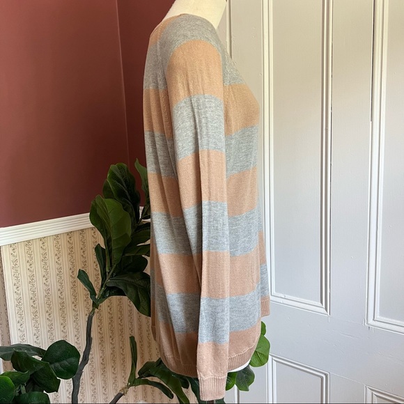 NWT Haute Hippie Pullover Camel Tan Gray Viscose Silk Striped Sweater Size XS/S - Picture 5 of 10